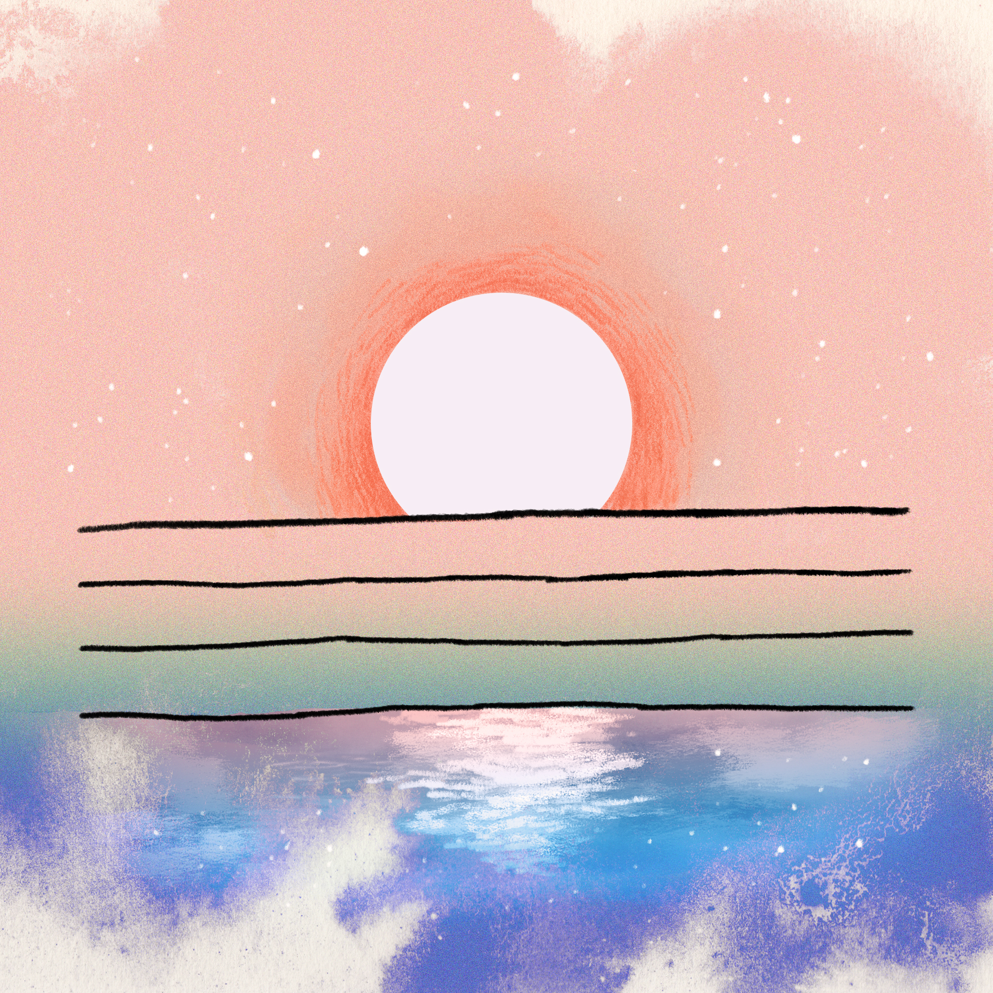 a sun rises over multiple lines