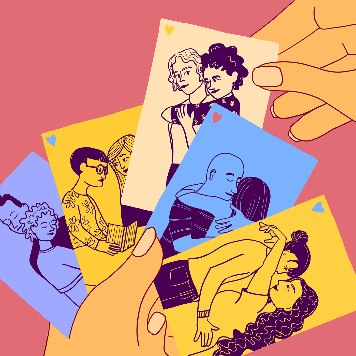 Cartes à jouer illustrant des couples
