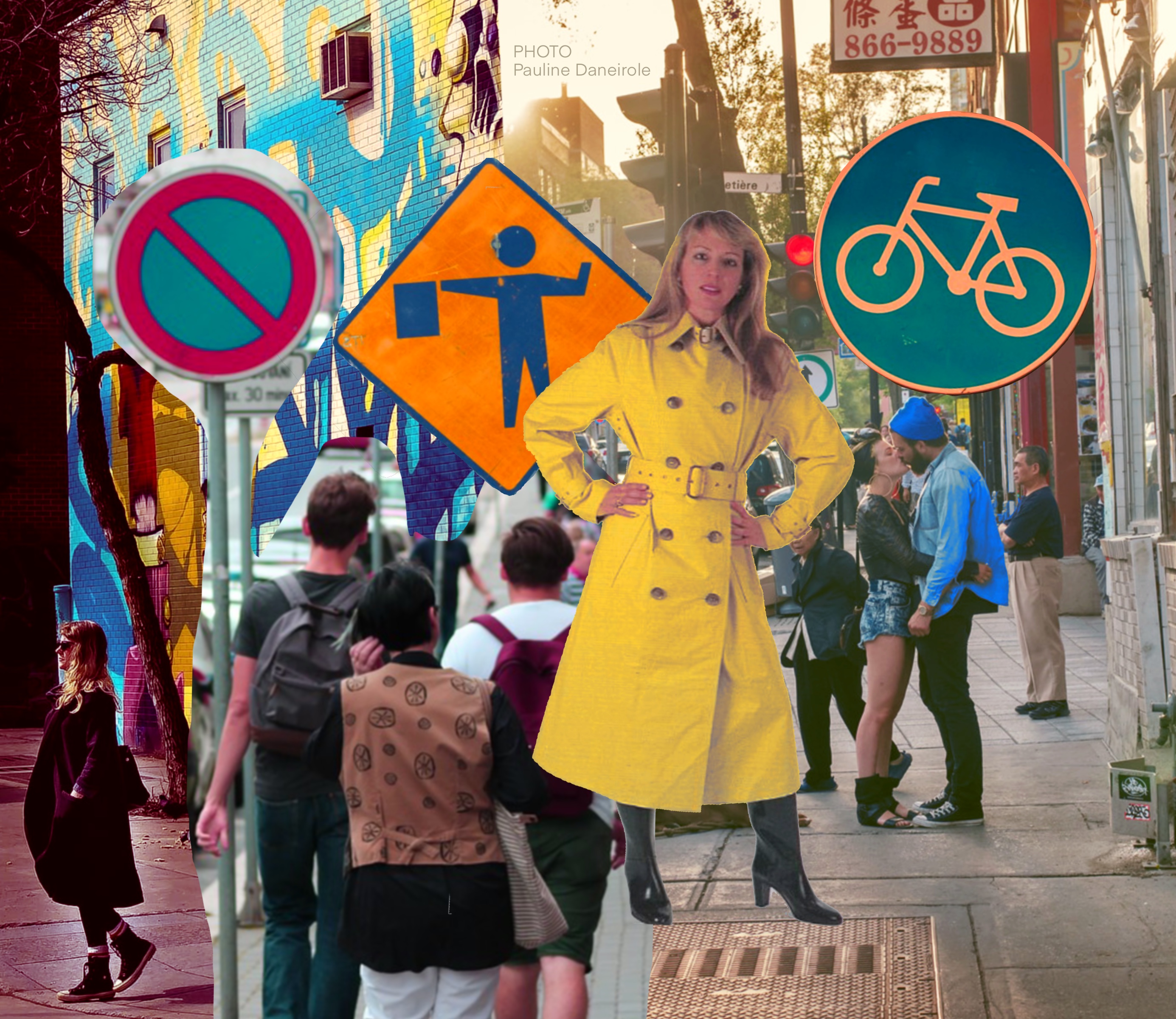 a busy city collage
