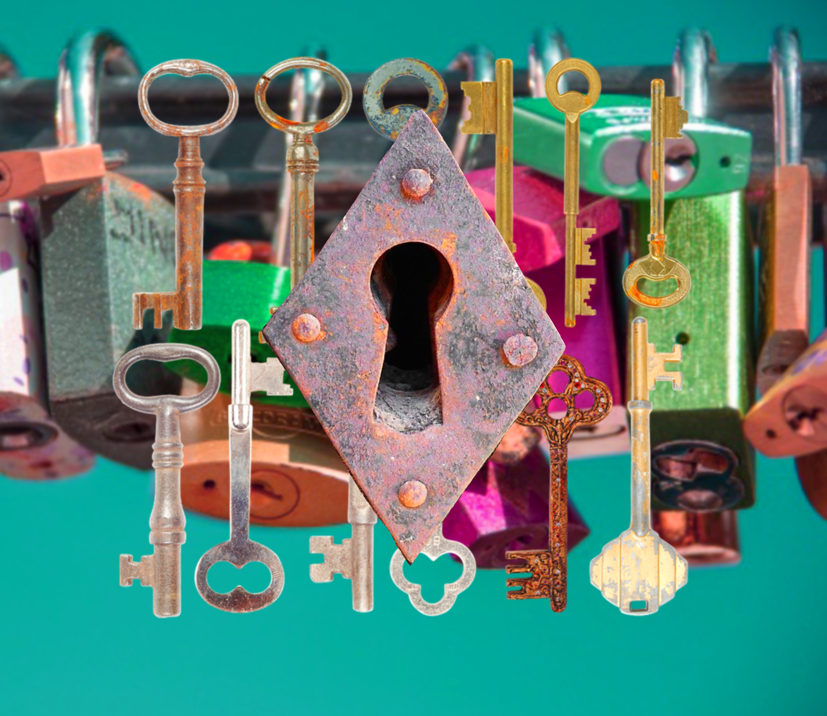 skeleton keys and a lock