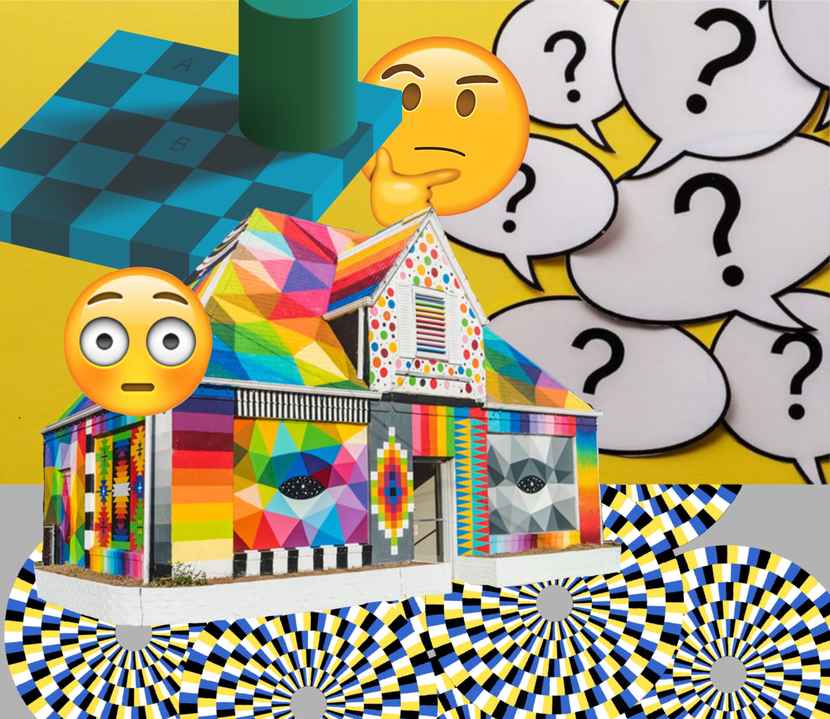 lots of colours and question marks