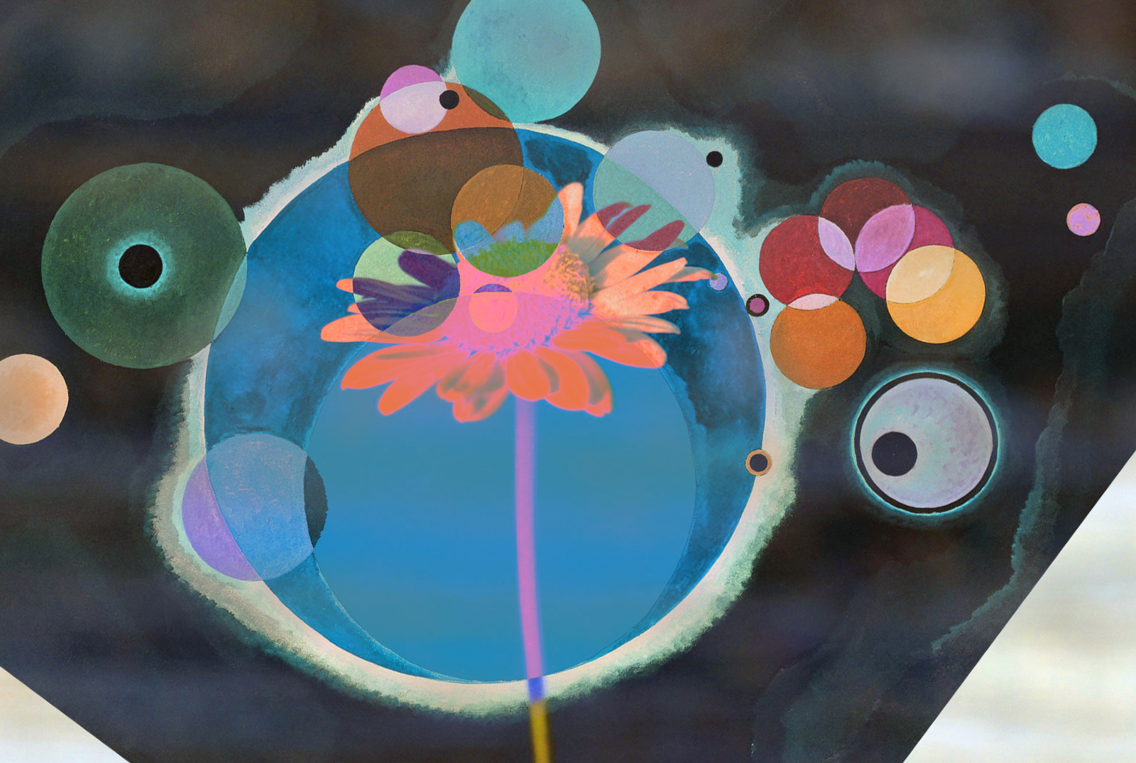 a flower and some planets