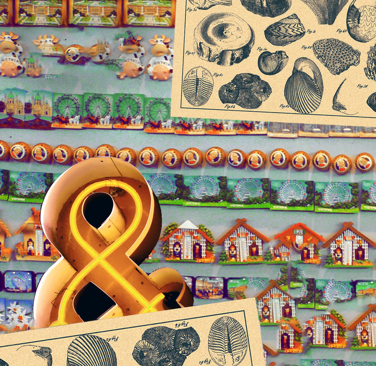 ampersand and a houses in a collage