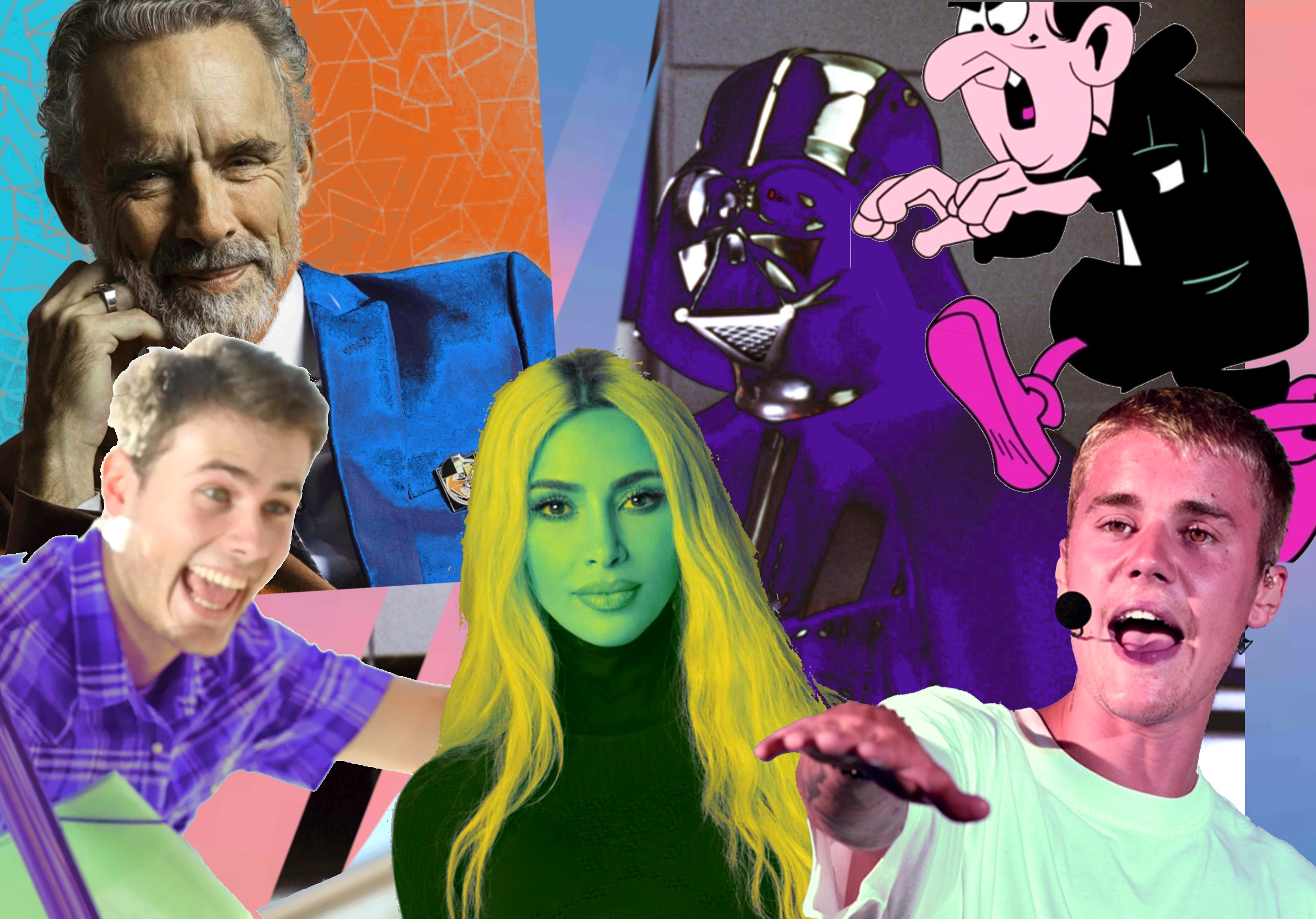 a collage of different celebrities and cartoon characters