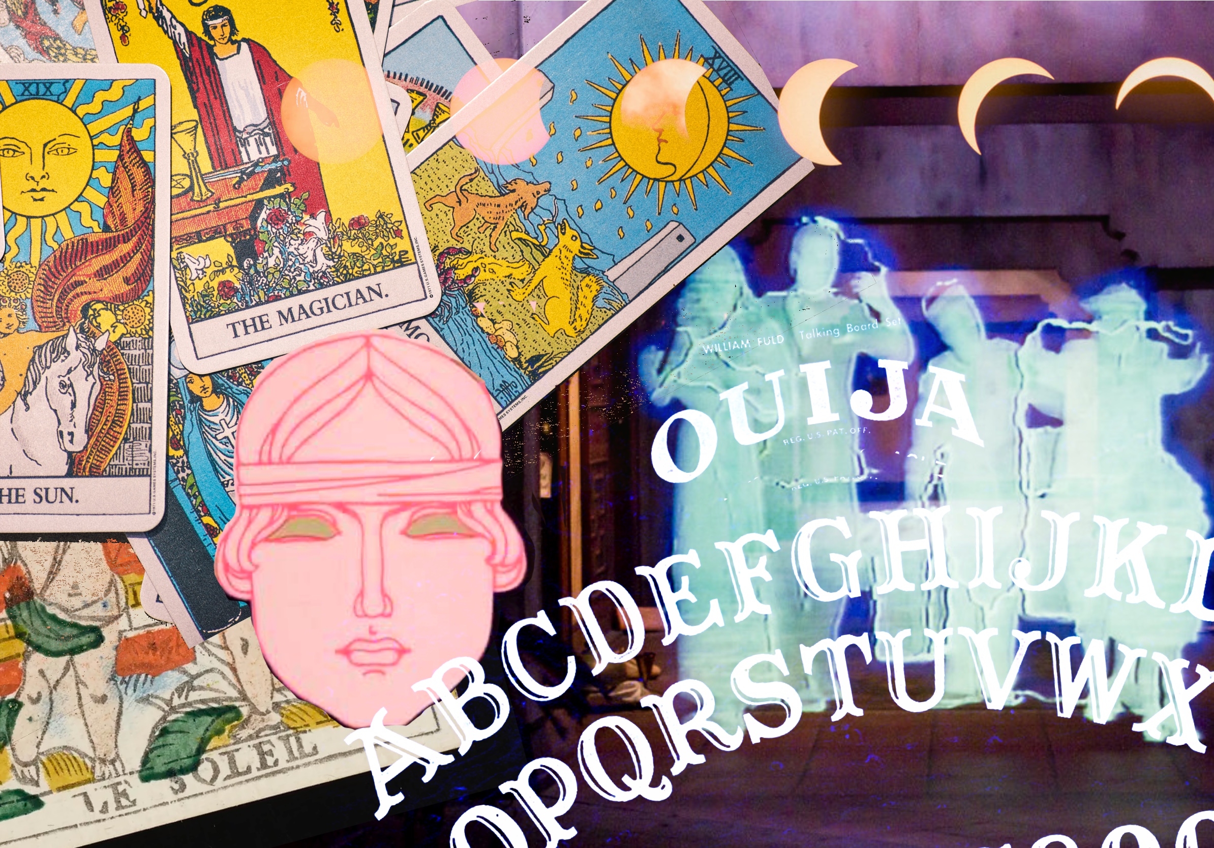 a Ouija board and some tarot cards
