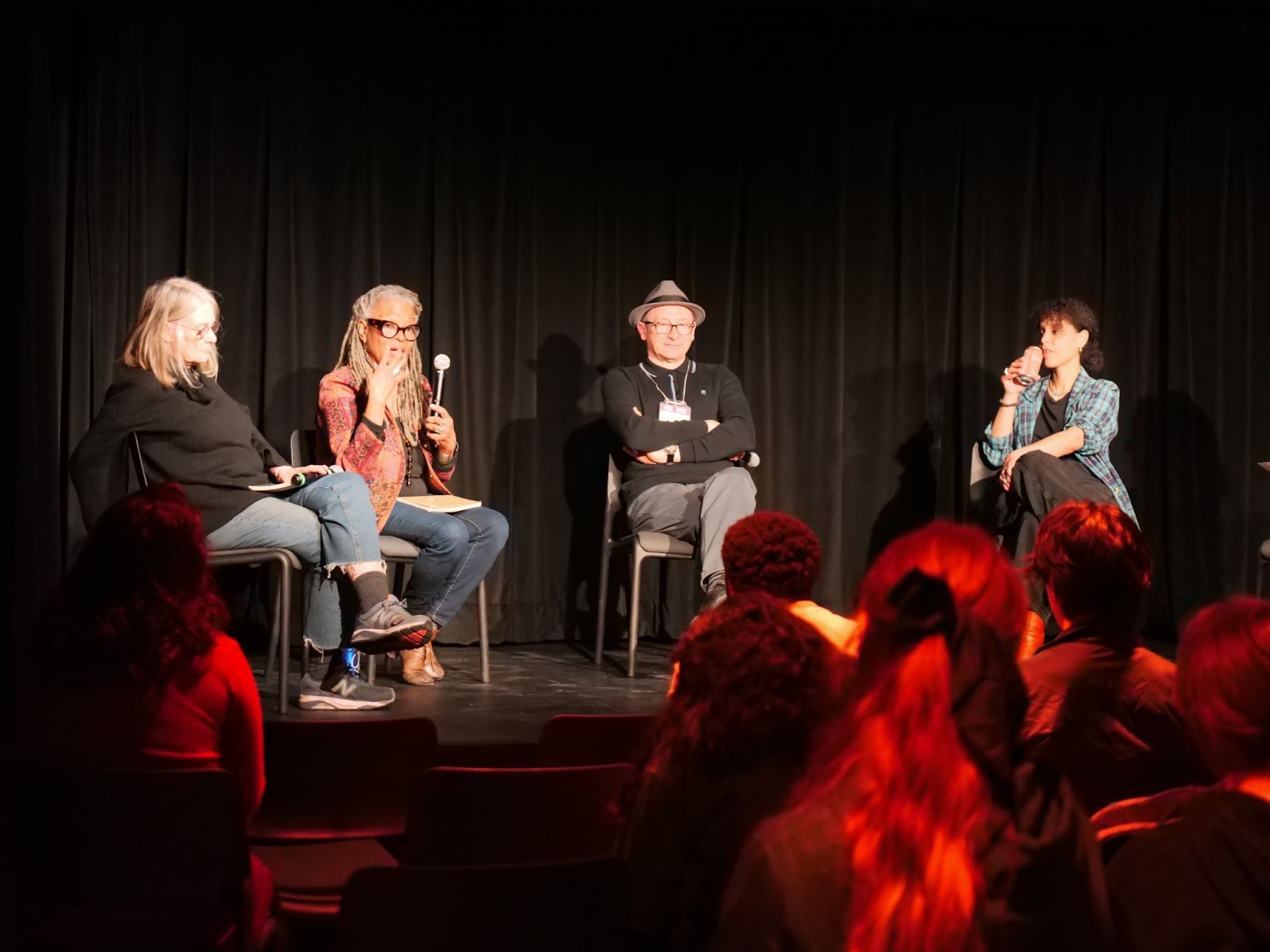 Panel discussion "Poetry During a Time of Eco-Crisis" with Susan Musgrave, Marie-Célie Agnant, Armand Garnet Ruffo, and Chloé-Savoie Bernard.