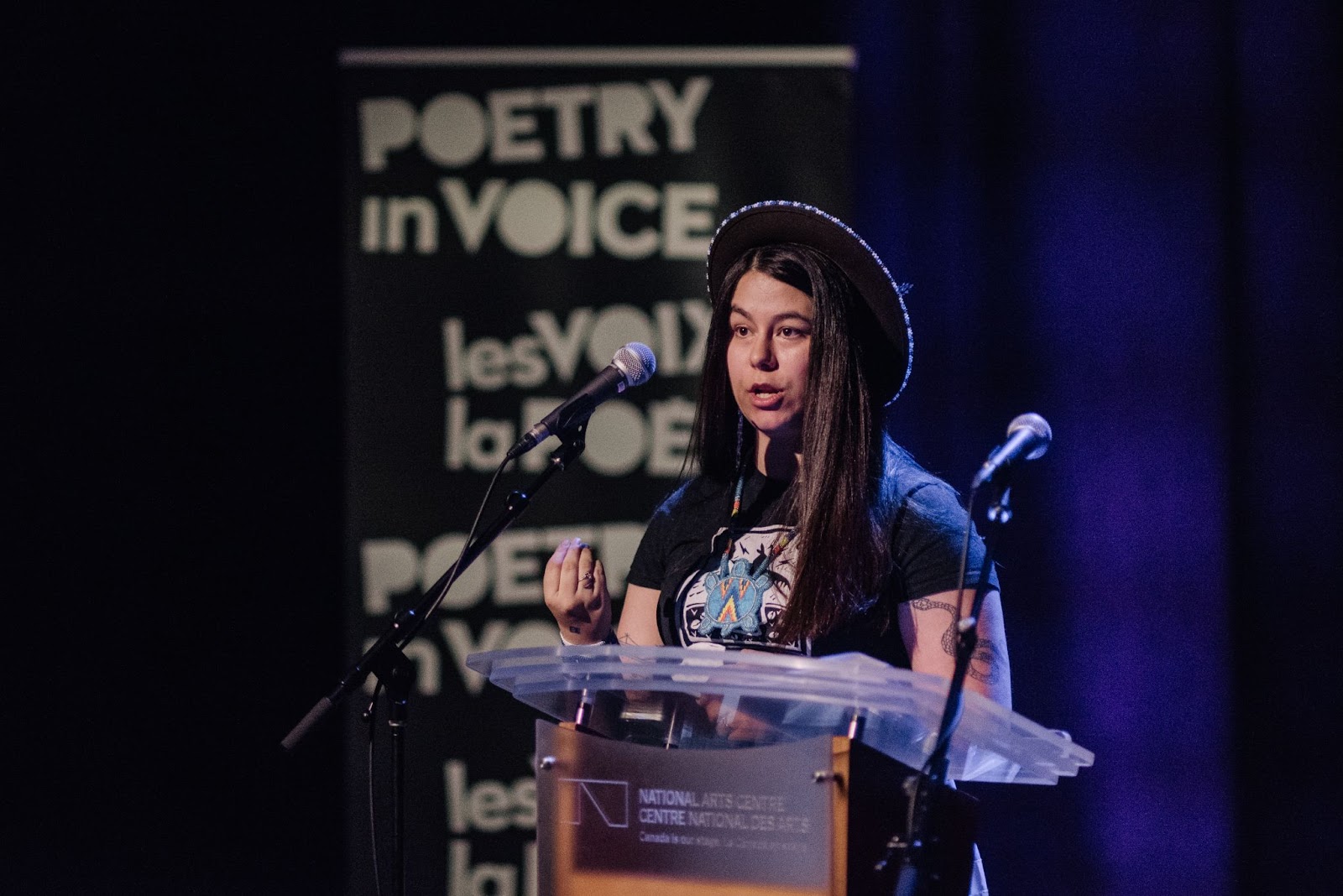 Kyrstin Dumont reads a poem by her grandfather and Indigenous poet, Albert Dumont.