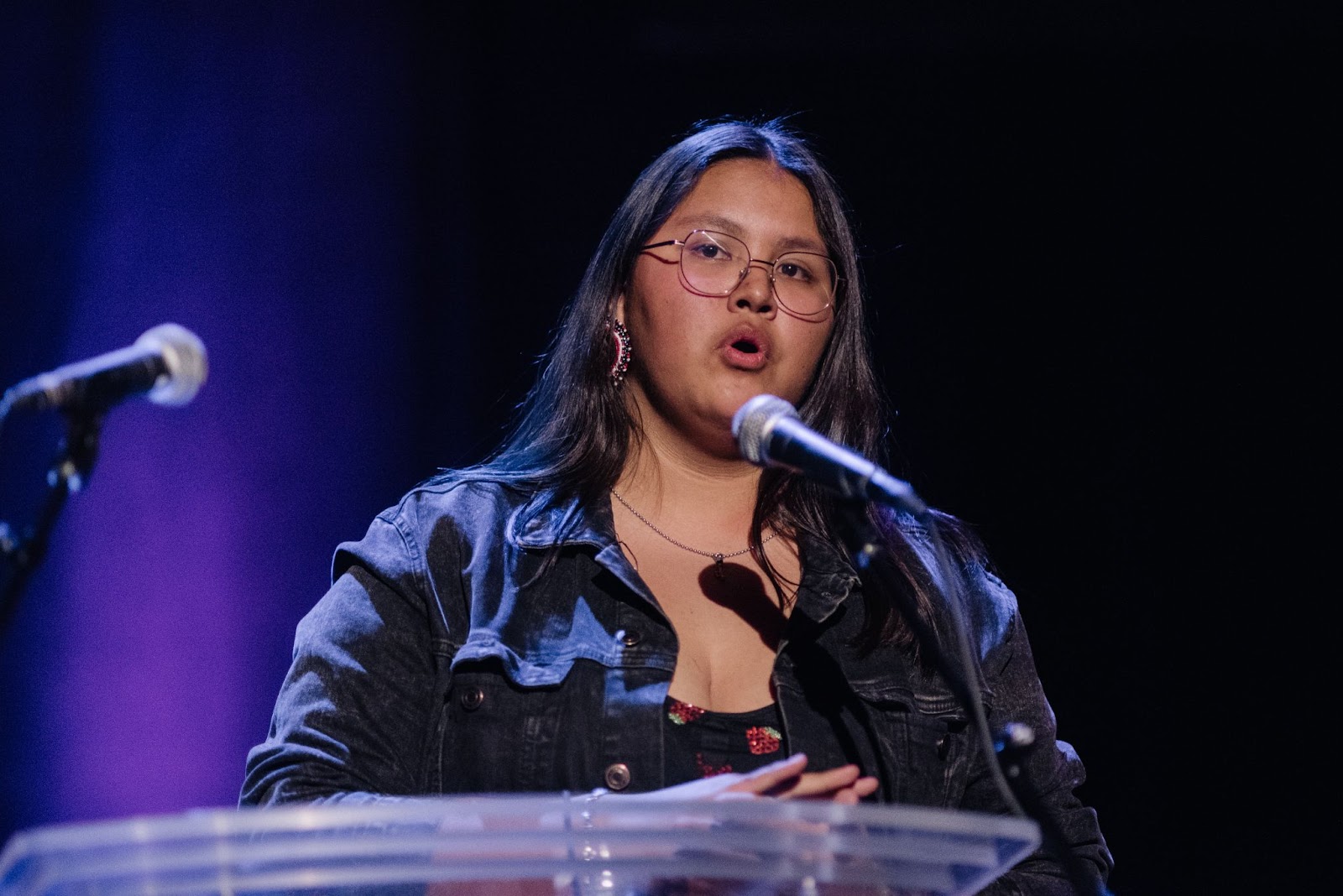 FutureVerser Feather Mason-Delorme selected as the English student to recite an original poem.