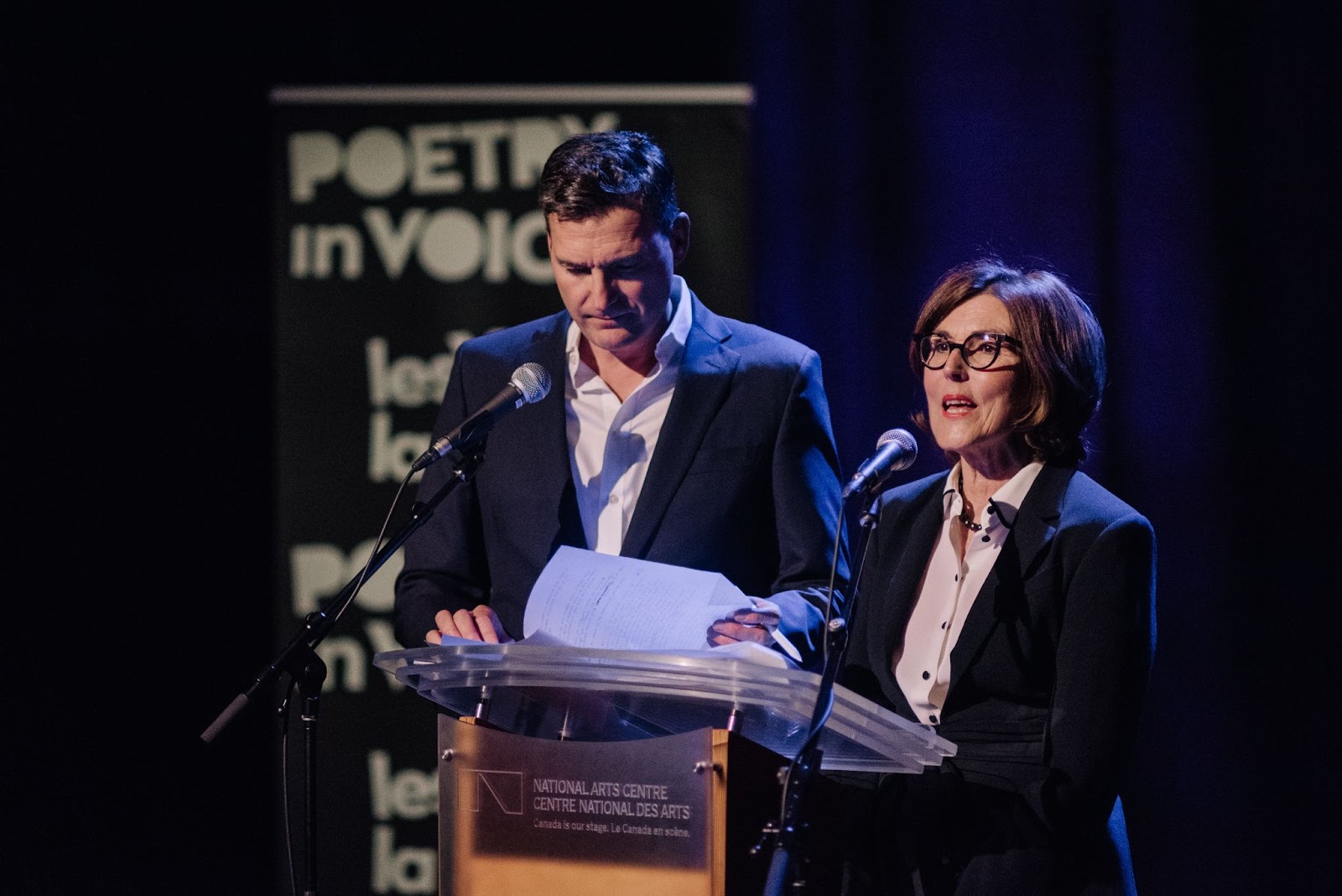 Hosts Johanne Blais and Evan Solomon begin the night with opening remarks.