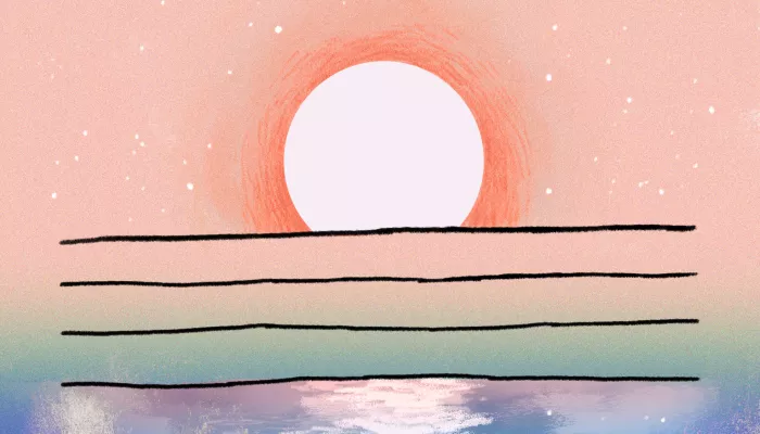 a sun rises over multiple lines