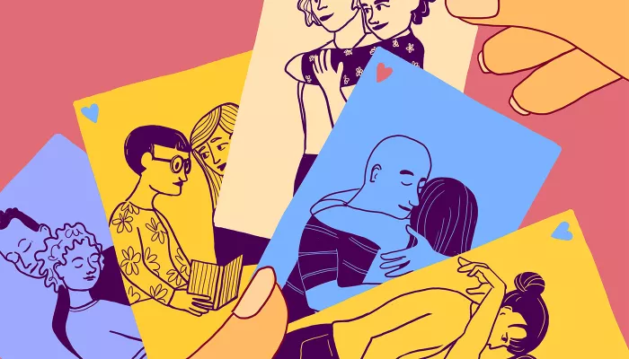 Cartes à jouer illustrant des couples