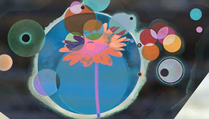 a flower and some planets