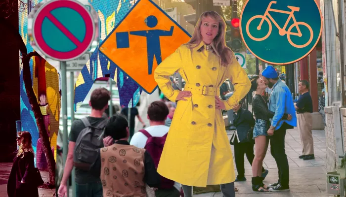 a busy city collage