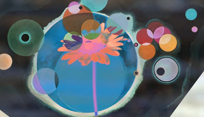 a flower and some planets