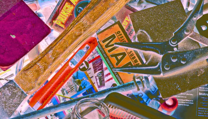 lots of stuff you would find a junk drawer