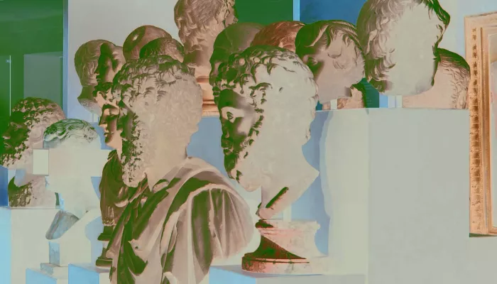 many busts of famous artists
