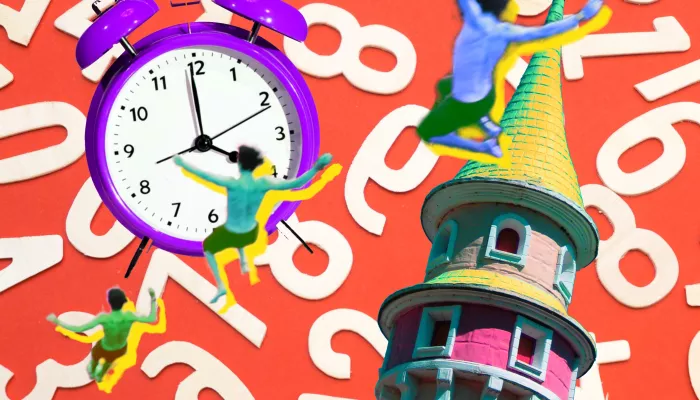 people jumping from a tower with random numbers