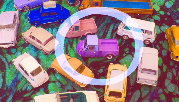 a circle over some toy cars