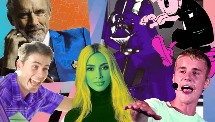a collage of different celebrities and cartoon characters