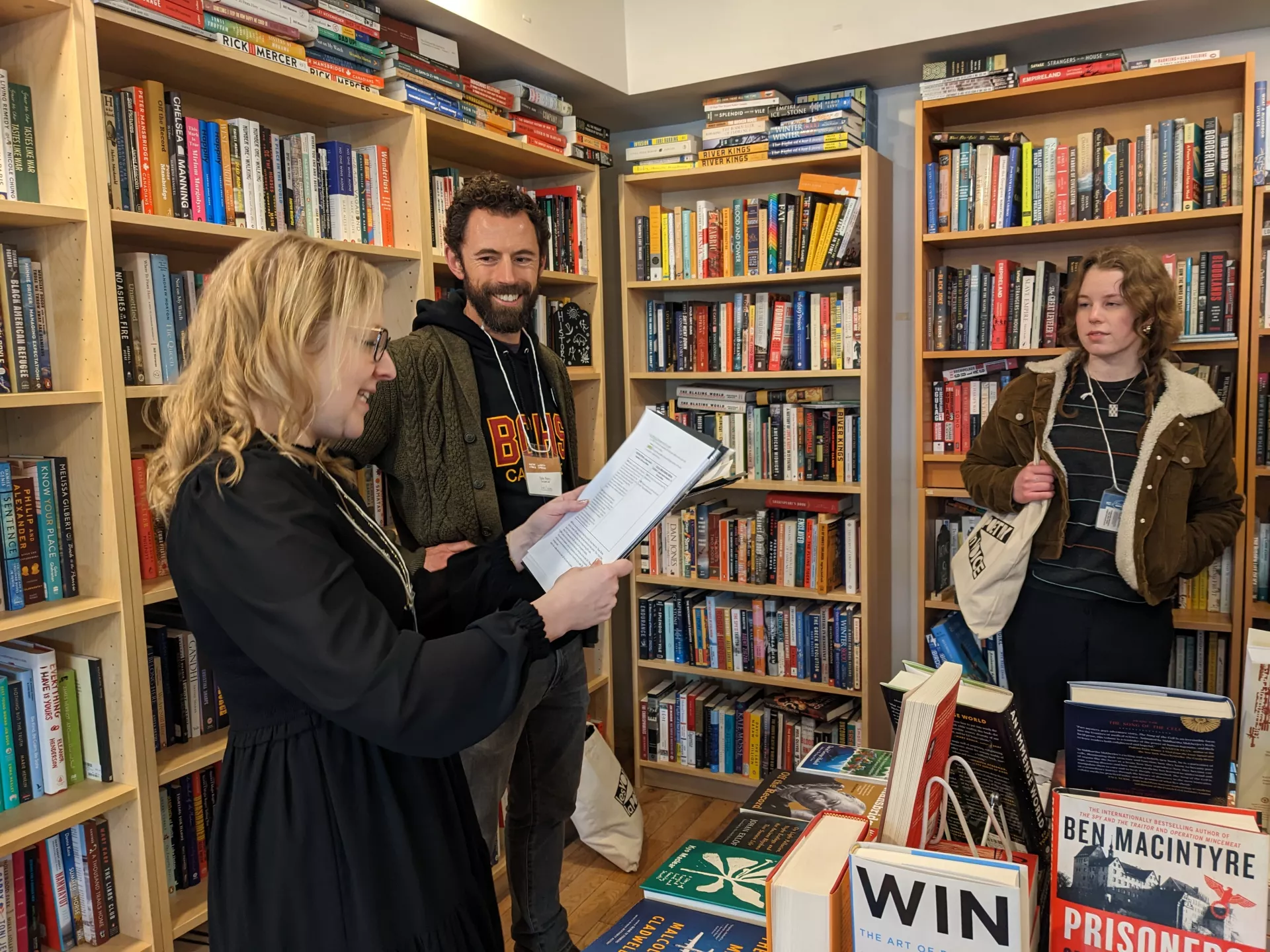 Evelyne Gagnon and Tyler Perry give their instructions in the beautiful Pages on Kensington bookshop.